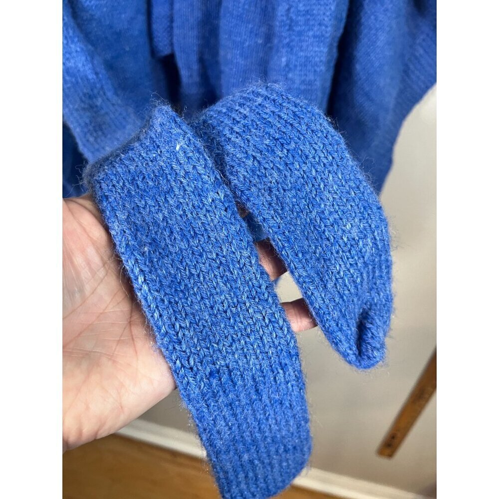 Retro Hand Knit Sweater OS Blue Coastal Preppy Classic Chic Festive Holiday 80s - Picture 4 of 9